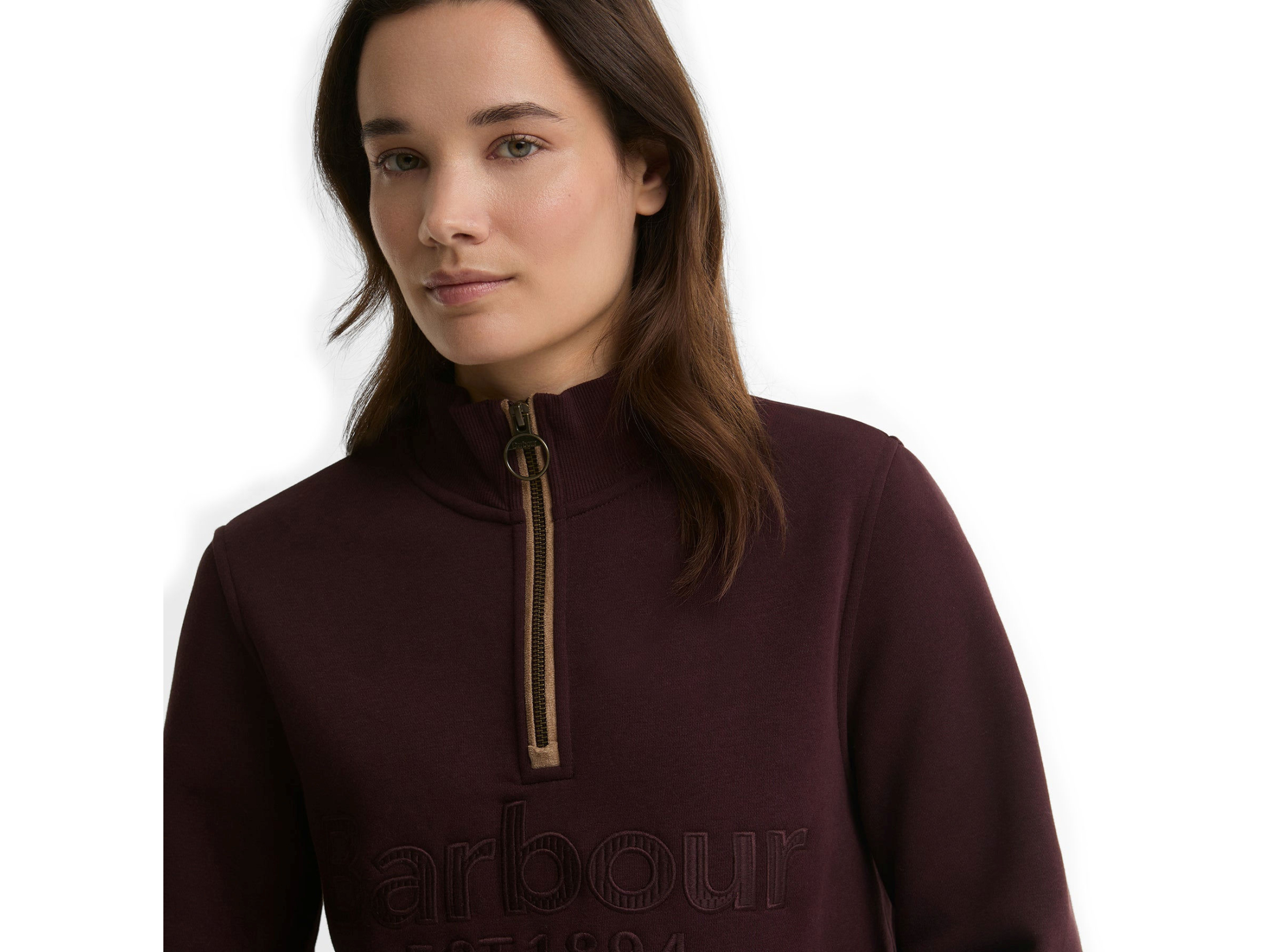 ladies barbour cynthia half zip sweatshirt fig