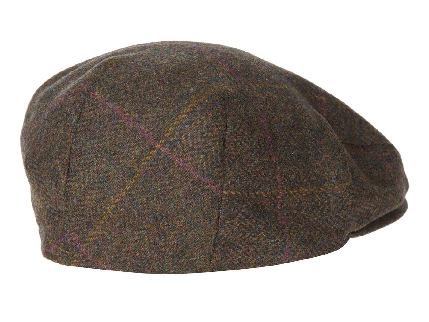 barbour crieff olive purple yellow wool tweed flat cap