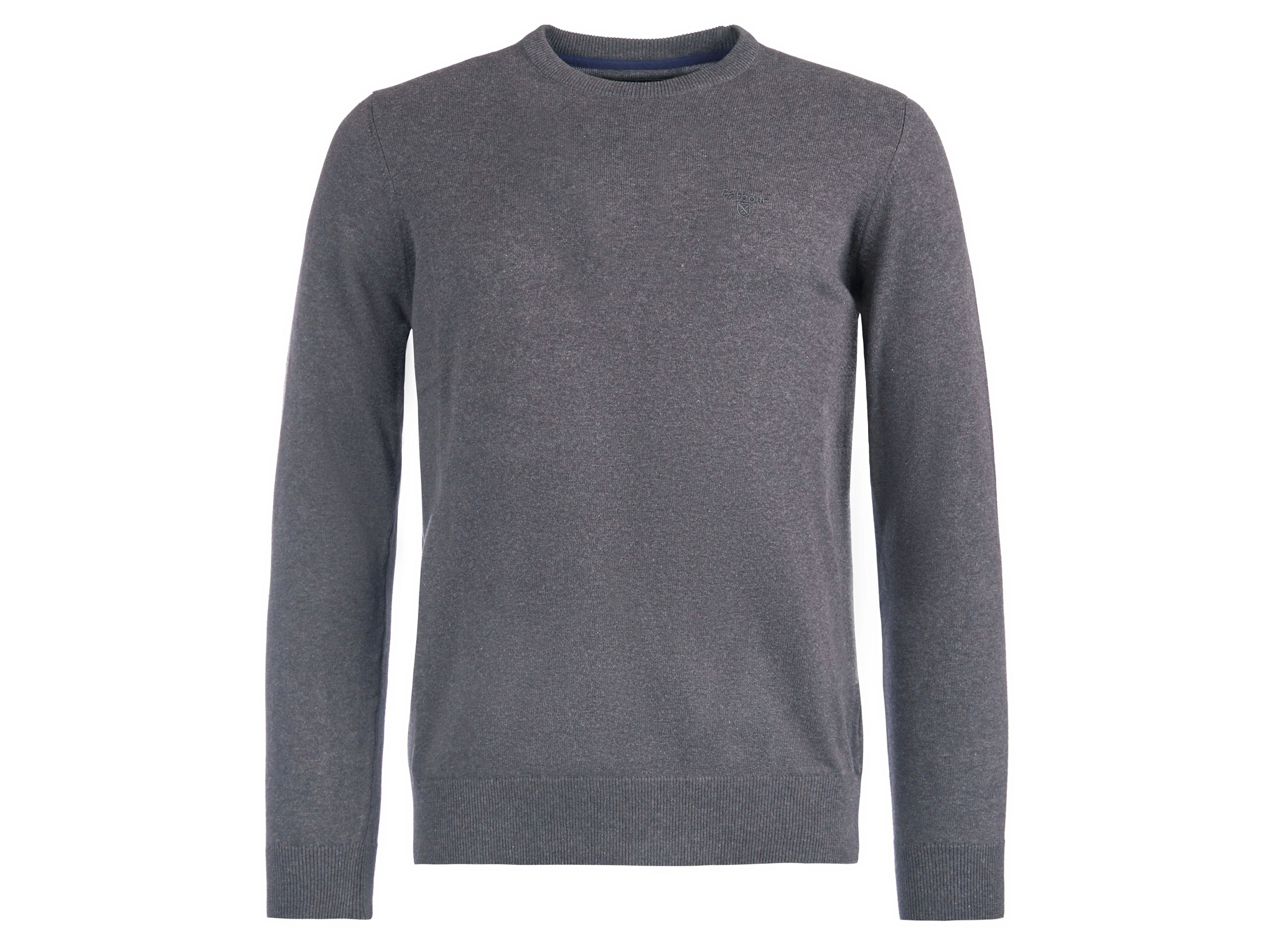 barbour pima cotton crew neck jumper charcoal
