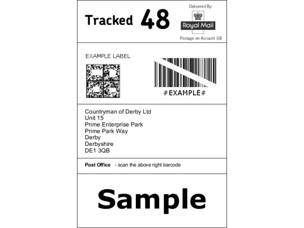 Countryman Outdoor Royal Mail Post Paid Tracked Returns Label