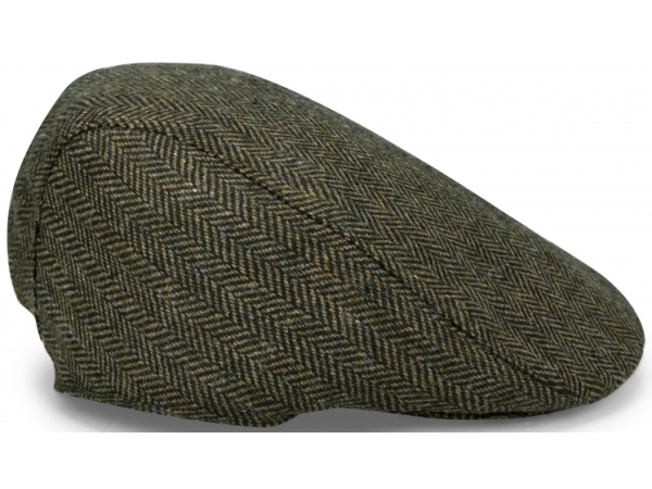 Hoggs Tweed Flat Cap - Herringbone Green