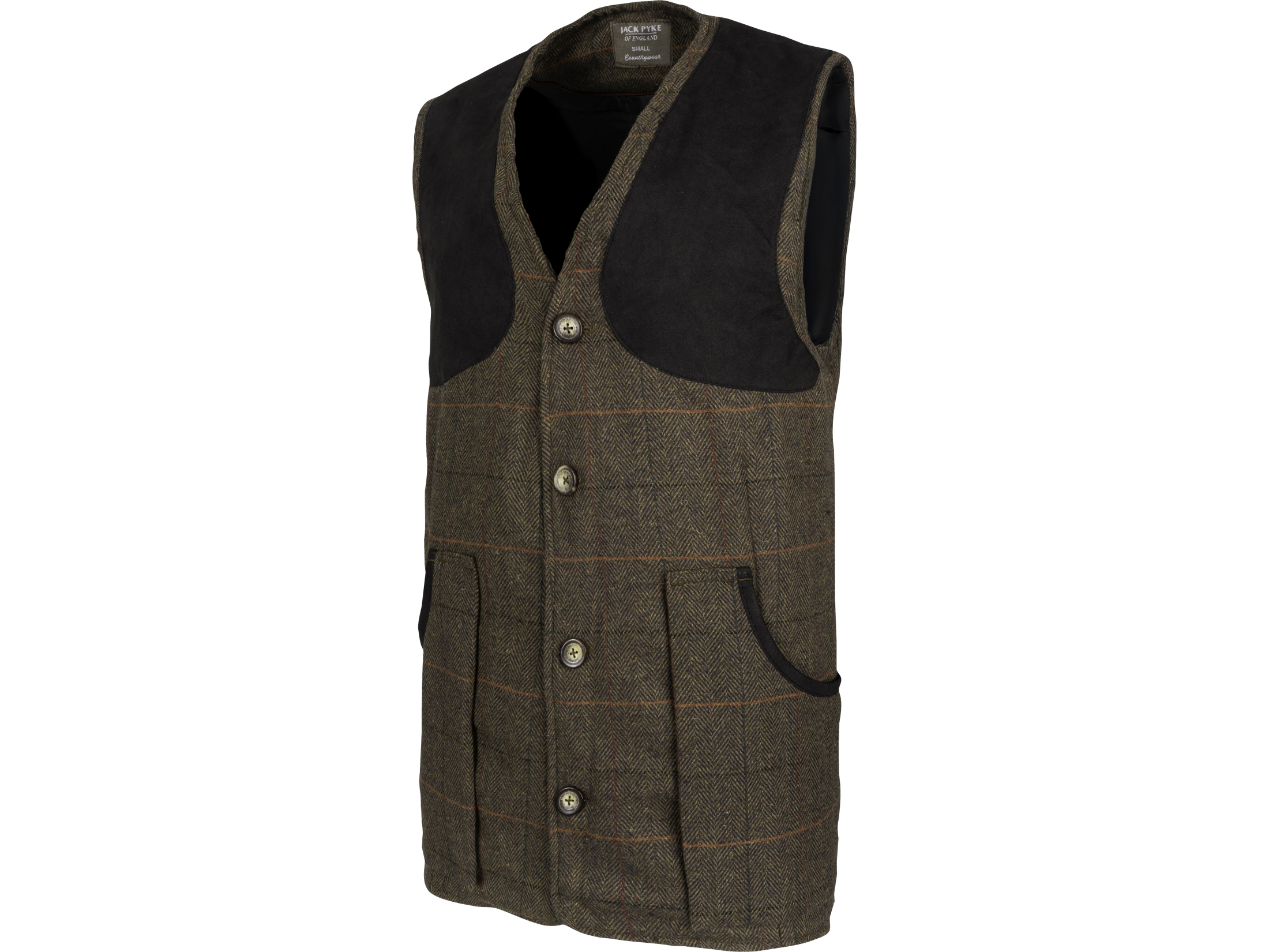 jack pyke vest brown tweed check herringbone
