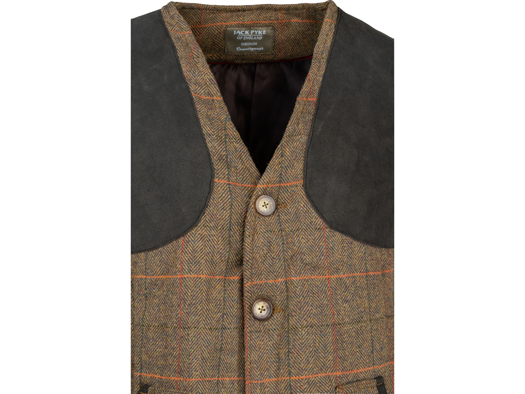 jack pyke vest brown tweed check herringbone