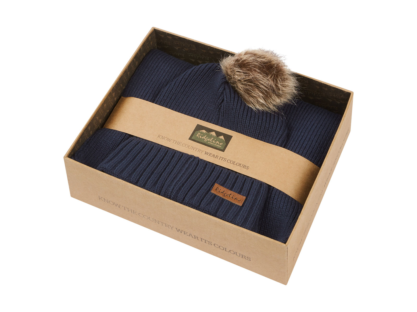 Ridgeline Baltic Bobble Hat & Scarf Set Tarn Main Image ridgeline baltic hat and scarf set gift tarn bobble