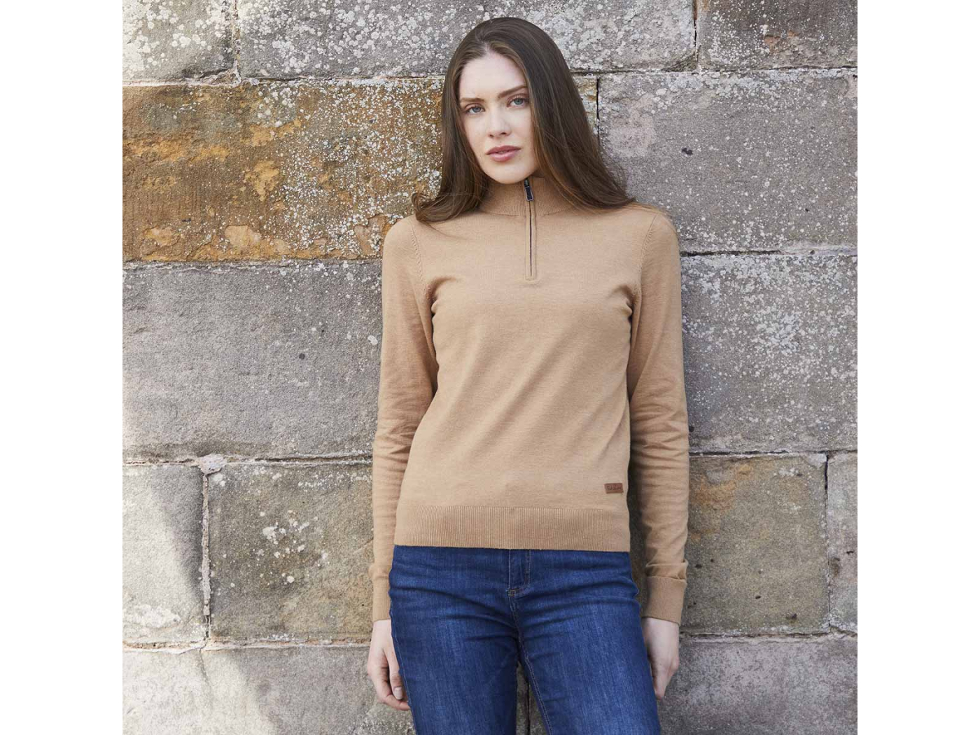 ladies ridgeline melford 1/4 zip jumper siennna knitted