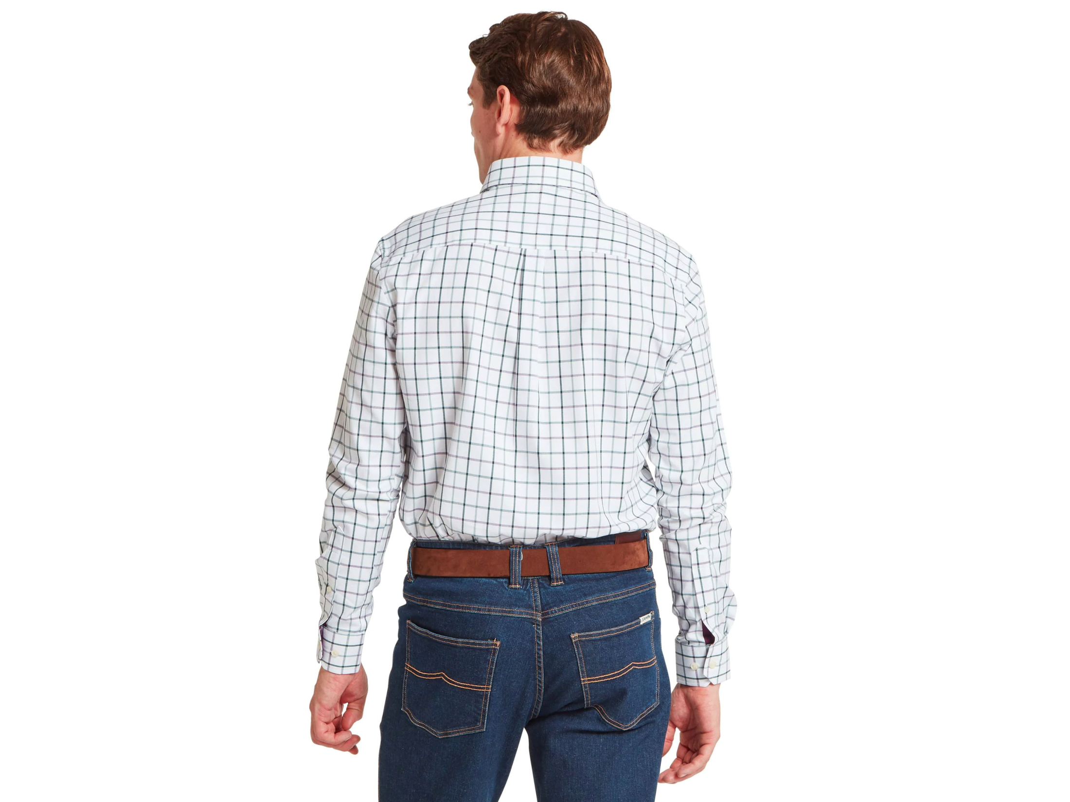 tailored deep purple check shirt schoffel baconsthorpe