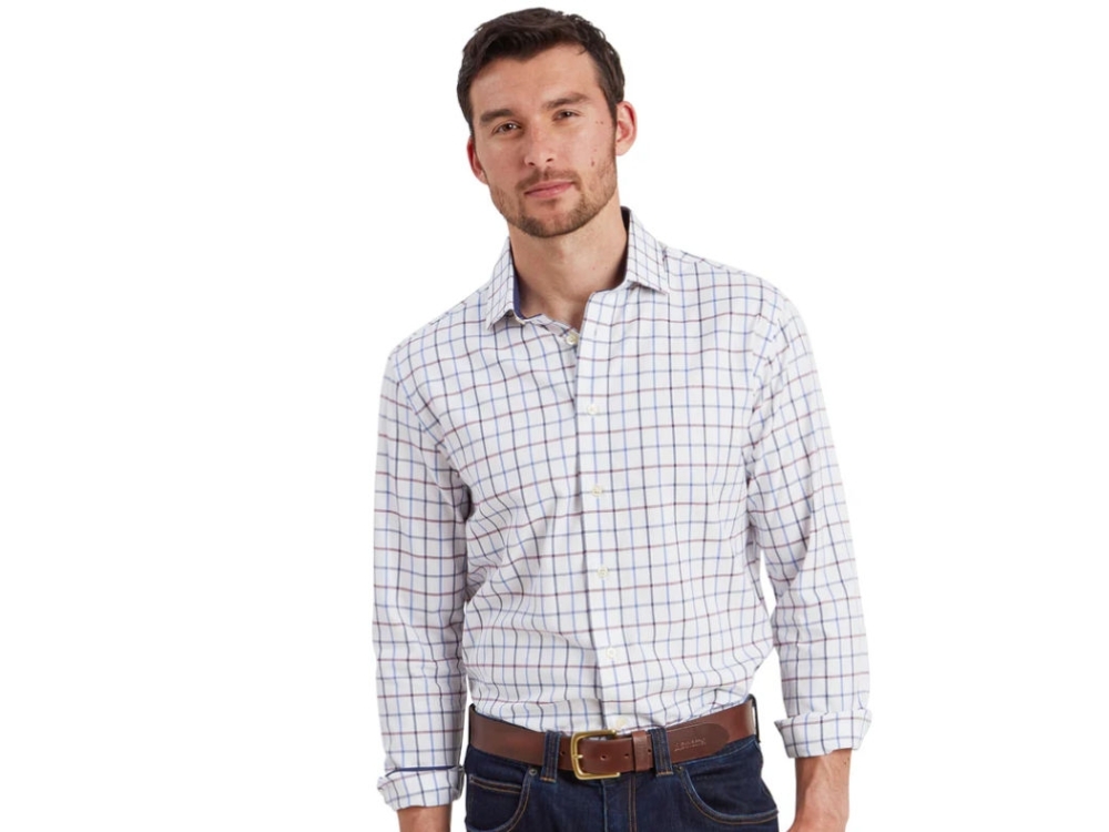 schoffel baconsthorpe tailored shirt vintage navy check
