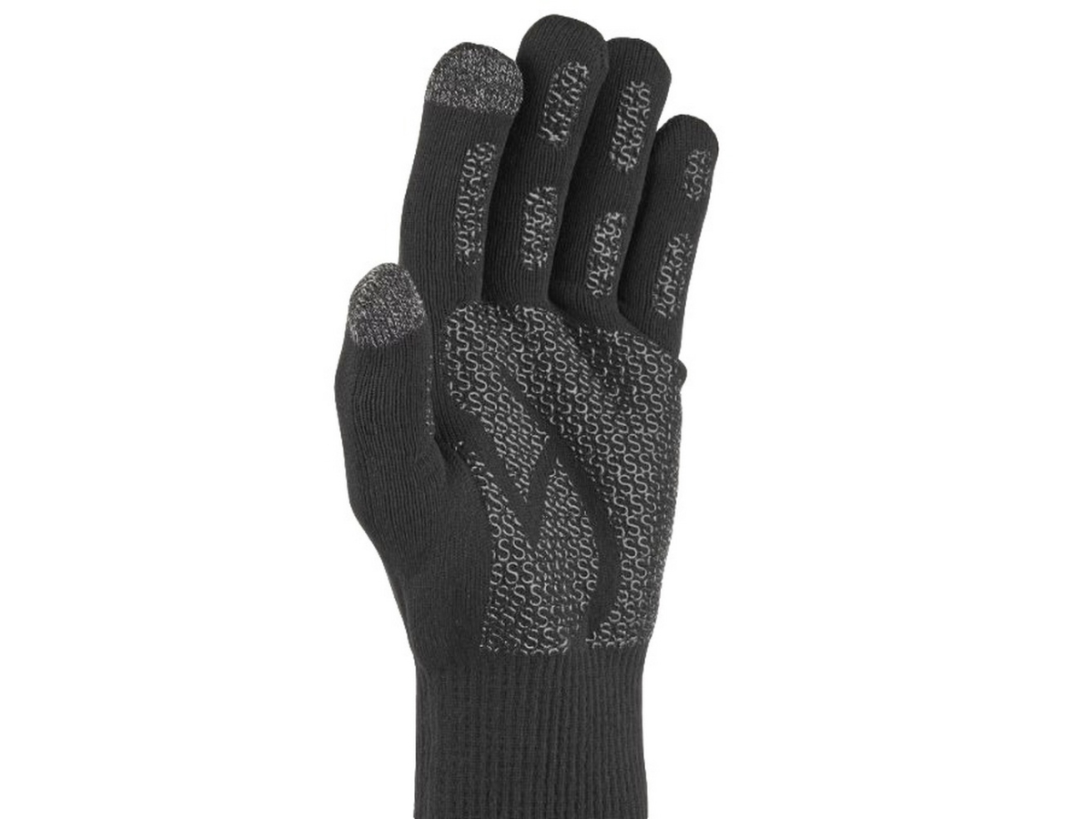 sealskinz waterproof all weather grip glove black anmer knit knitted