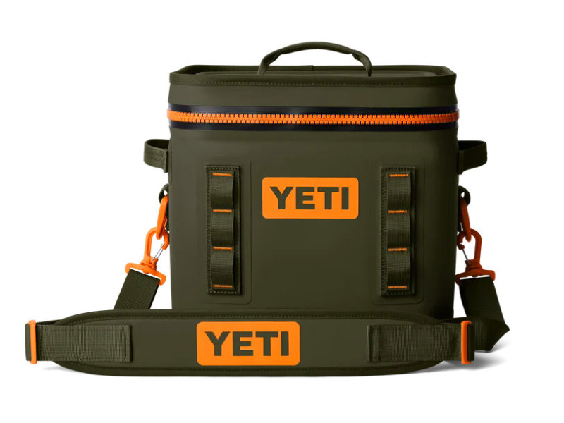 yeti flip hopper 12 soft cooler olive/king crab orange