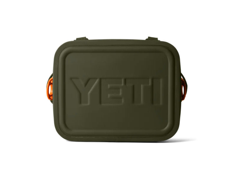yeti 12 flip hopper soft cooler olive/king crab orange