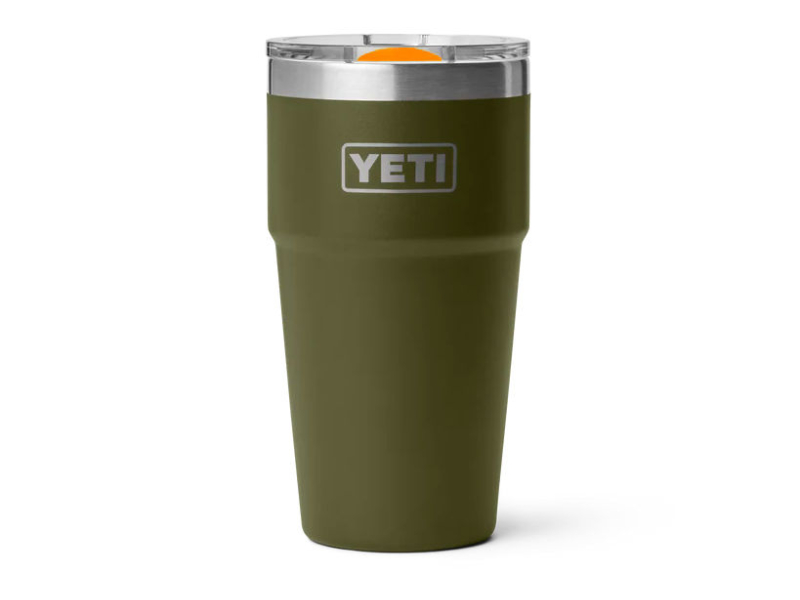 YETI Rambler 20oz Stackable Cup Olive & King Crab Orange Main Image yeti 20oz rambler stackable cup olive and king crab orange