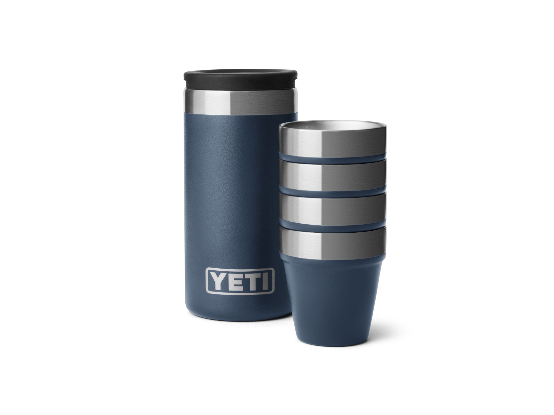 YETI Shot Glasses With Case Navy Main Image yeti shot glasses navy
