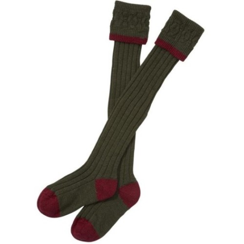 Barbour Contrast Olive & Cranberry Socks
