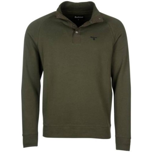 Barbour Sweat Half Snap Dark Olive Jumper