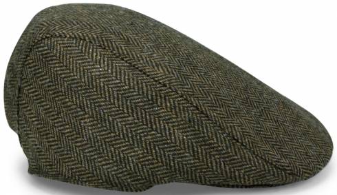 Hoggs Tweed Flat Cap - Herringbone Green