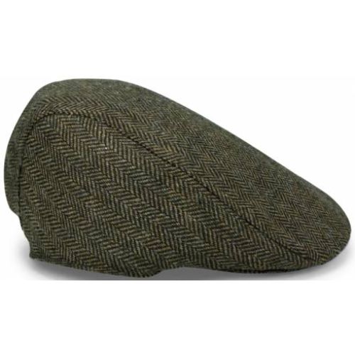 Hoggs Tweed Flat Cap - Herringbone Green