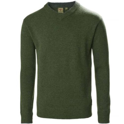 musto country v neck rifle green lambswool jumper