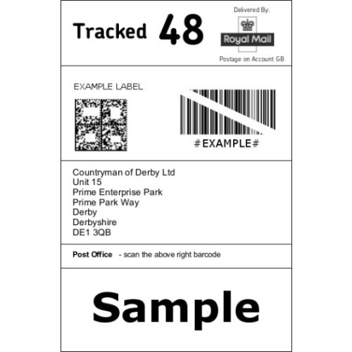 Countryman Outdoor Royal Mail Post Paid Tracked Returns Label